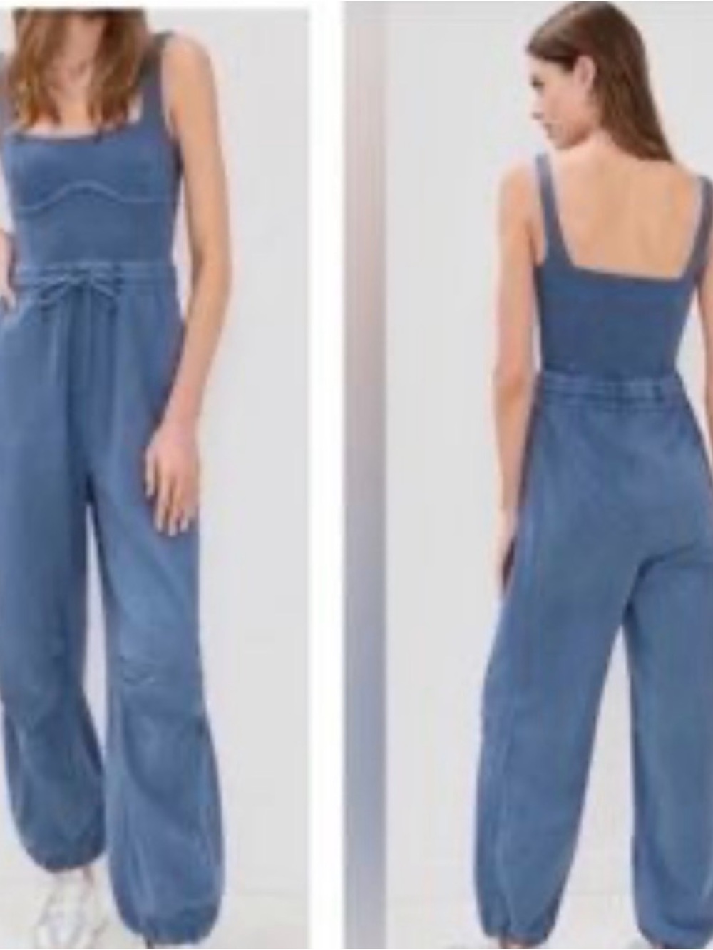 Free People Navy Blue Drawstring Track Jumpsuit - Picture 2 of 5